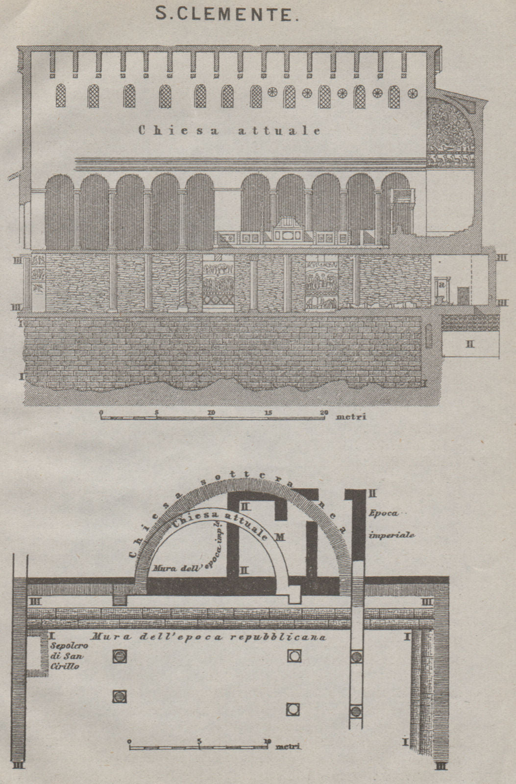 Basilica di SAN CLEMENTE al Laterano. Saint Clement. Rome mappa 1909 old